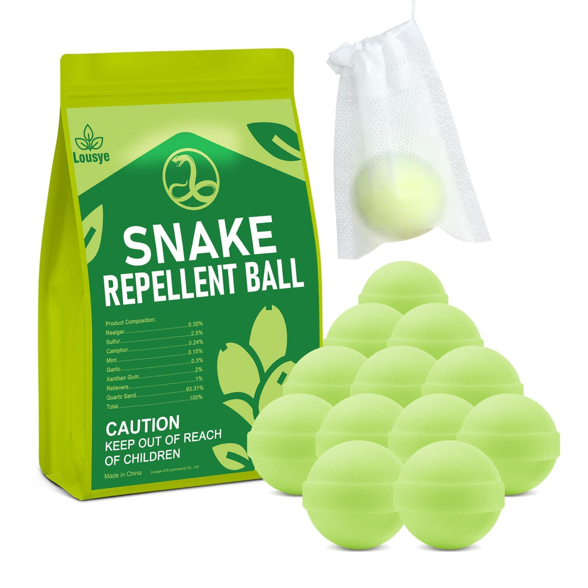 Lousye snake repellent pack outdoors with mint scent deterring snakes.