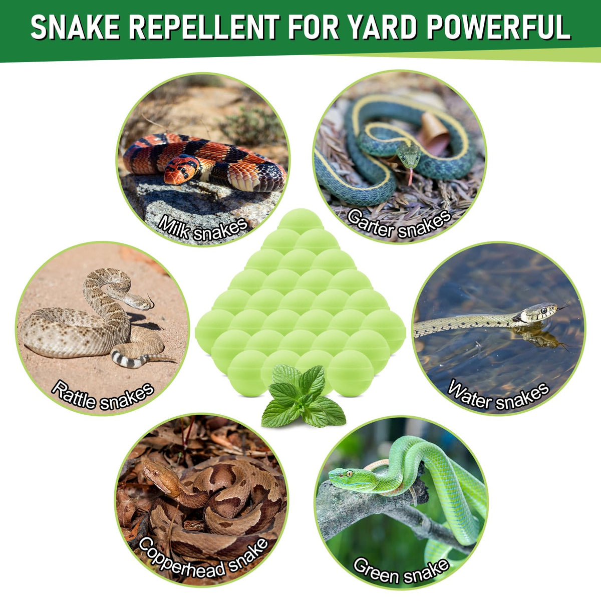 Lousye snake repellent pills close-up with individual wraps for easy placement