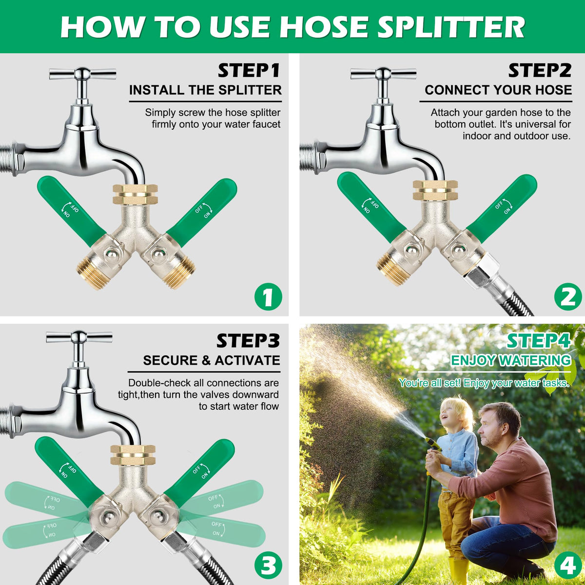 Love is War long-handle valves offer easier control during outdoor watering