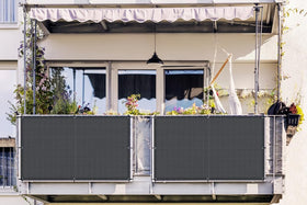 LOVE STORY 3 ft tall privacy screen installed on a balcony railing