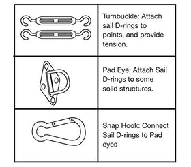 LOVE STORY carabiner hook supports quick, secure shade sail attachments.