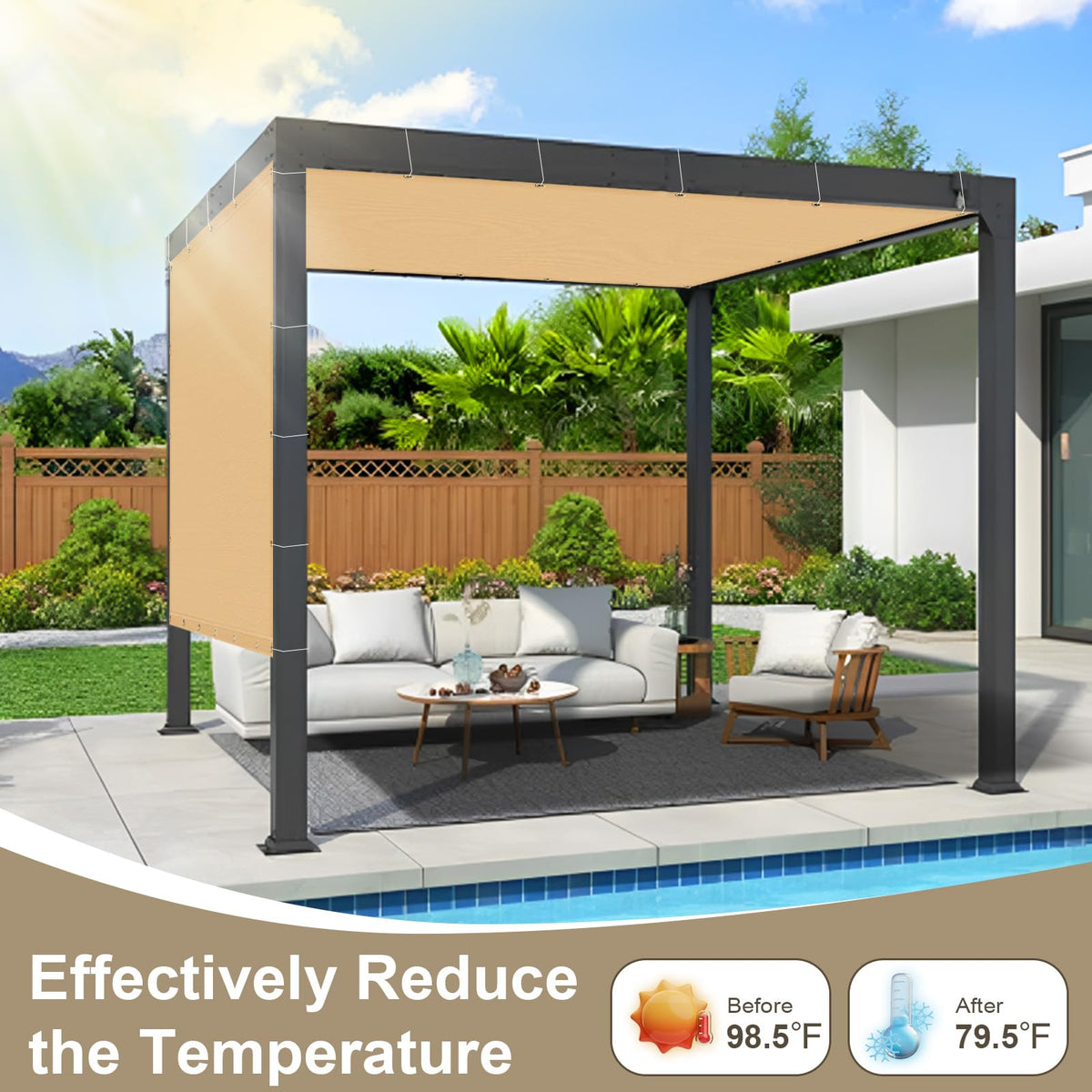 Love Story easy-install shade fabric; no tools needed for quick setup.