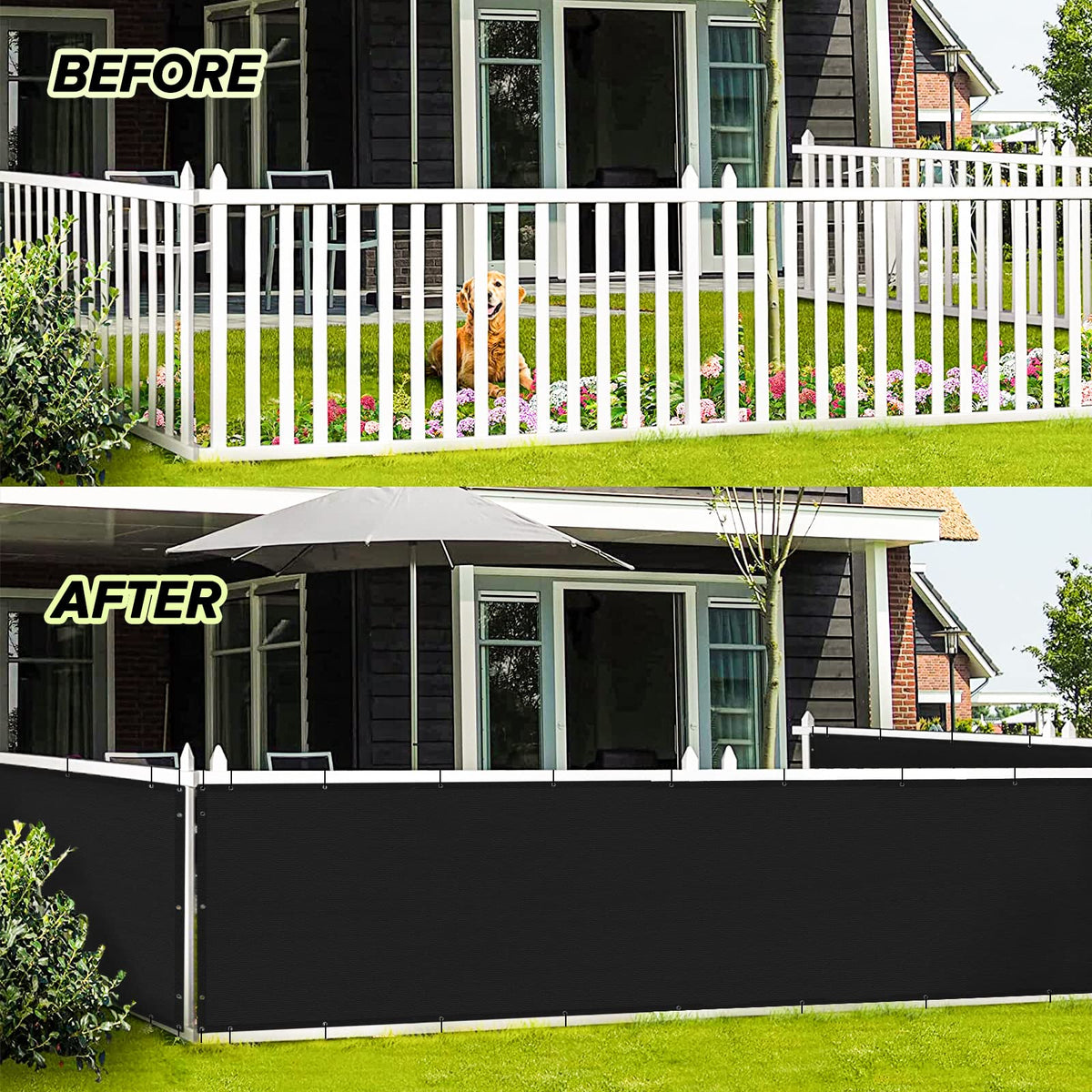 LOVE STORY fence screen with aluminum grommets for durable, easy railing installation.