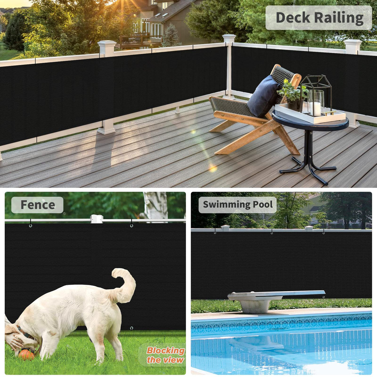 LOVE STORY hemmed-edge privacy screen, 3 cm, sturdy and long-lasting on fences.