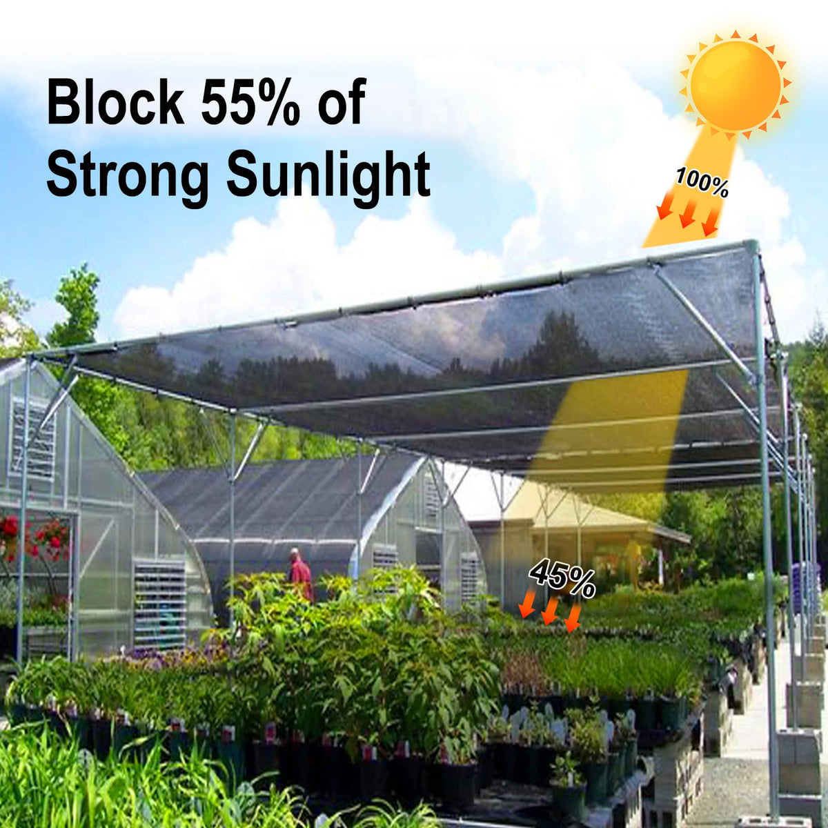 LOVE STORY shade cloth 55% coverage for balanced garden shade.