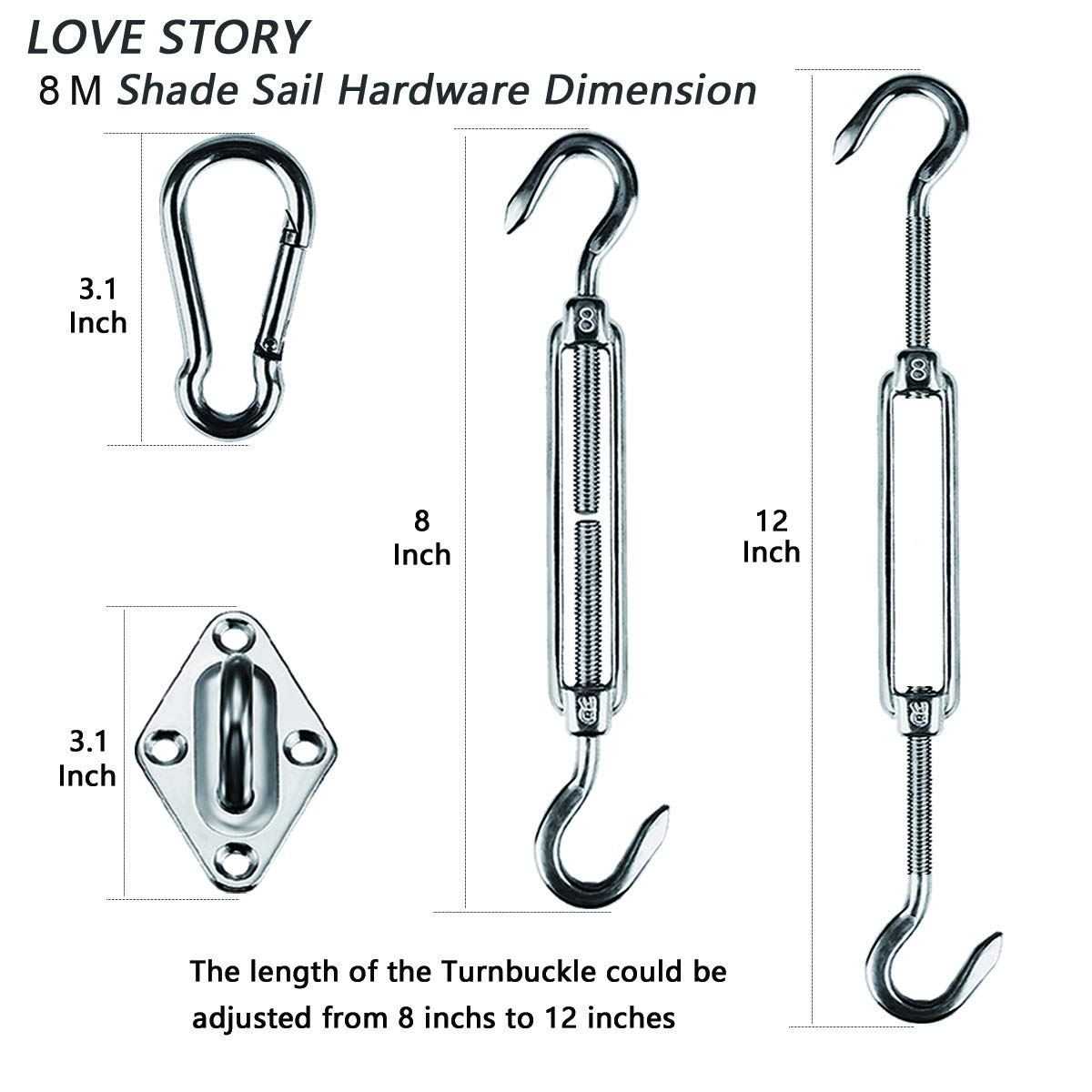 LOVE STORY snap hook for quick shade sail connections