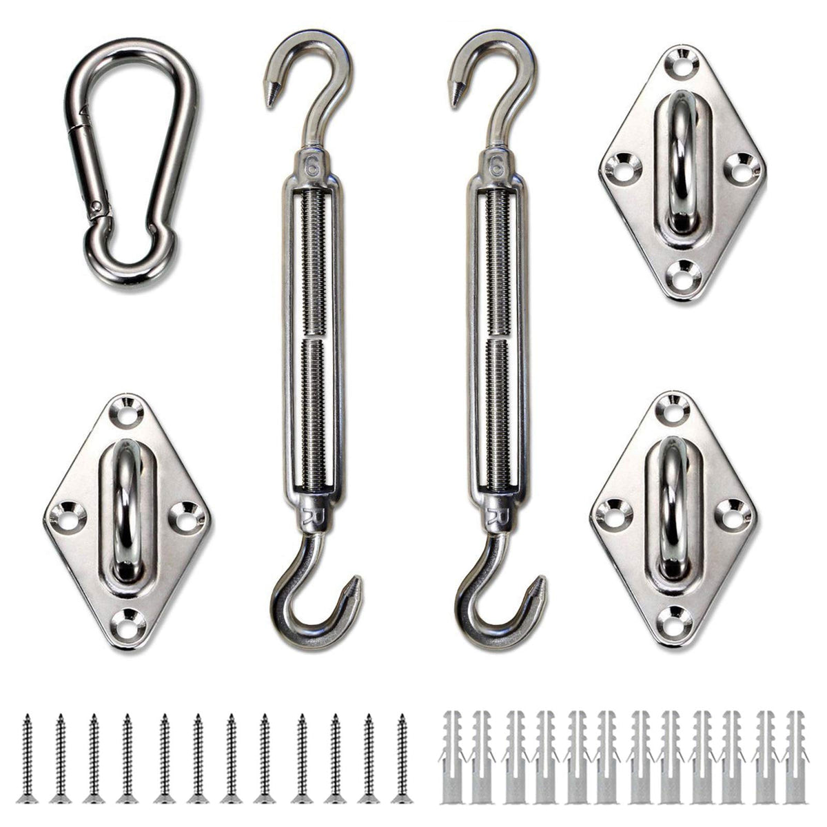LOVE STORY turnbuckle, 6-8 inches, enables adjustable tension for triangle shade sails.