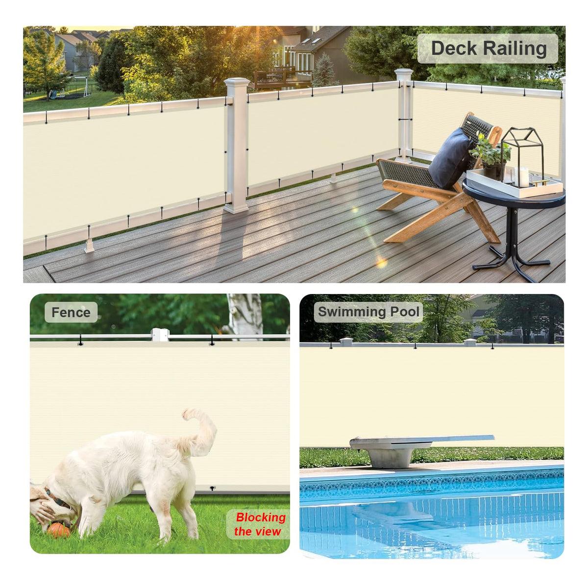 LOVE STORY UV-protection fence cover withstands weather for year-round privacy.