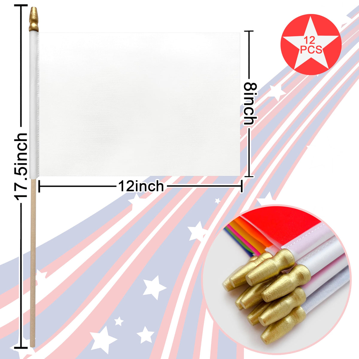 LoveVC flag in solid white on a wood stick for clean contrast