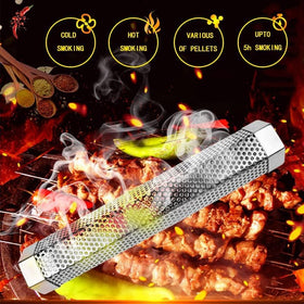 LOVEERCT wood pellets in tube support hot and cold smoking versatility.