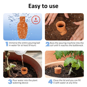 Lovely Ran Ollas in pots support hands-free irrigation for busy days