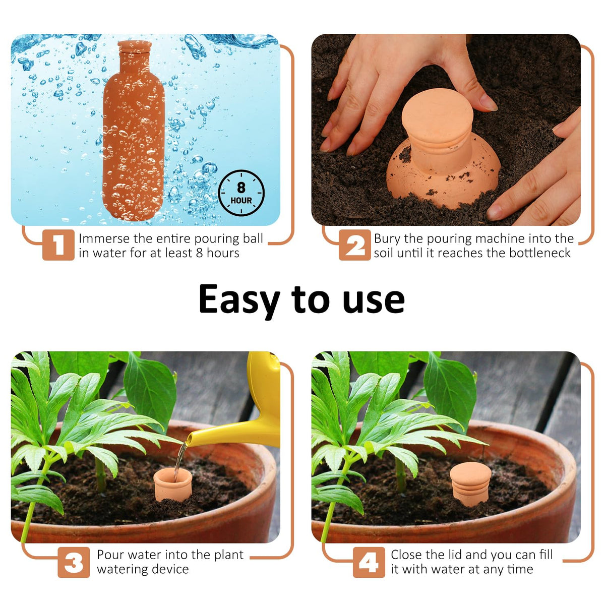 Lovely Ran 900ml capacity supports weeks of gentle irrigation.