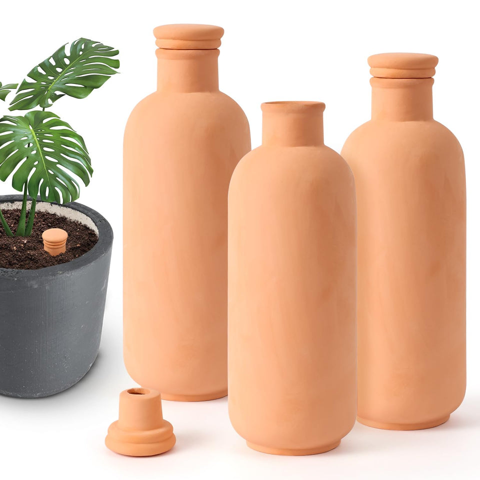 Lovely Ran terracotta watering globes 3pc pack for effortless hydration.