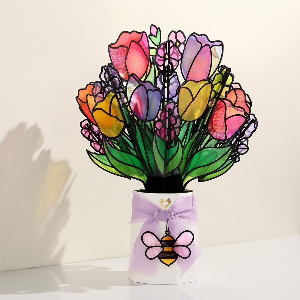 Lovepop lavender ribbon and white base accent a desk display