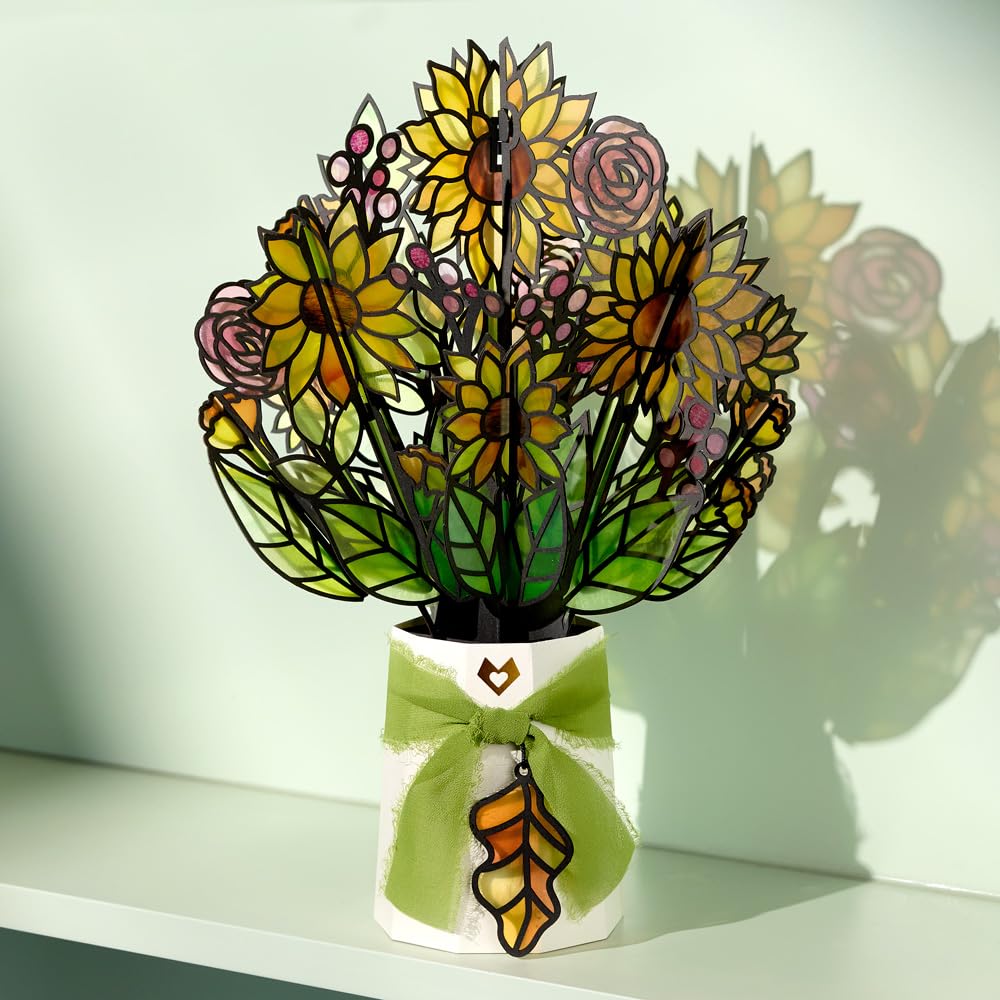 Lovepop sunflower gift includes a blank notecard for your message.