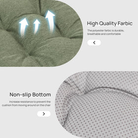 Love's cabin memory foam cushions on an office chair with secure ties.