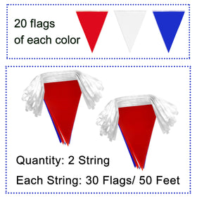 LoveVC pennant banner flags per rope: 30 bright flags for outdoor parties