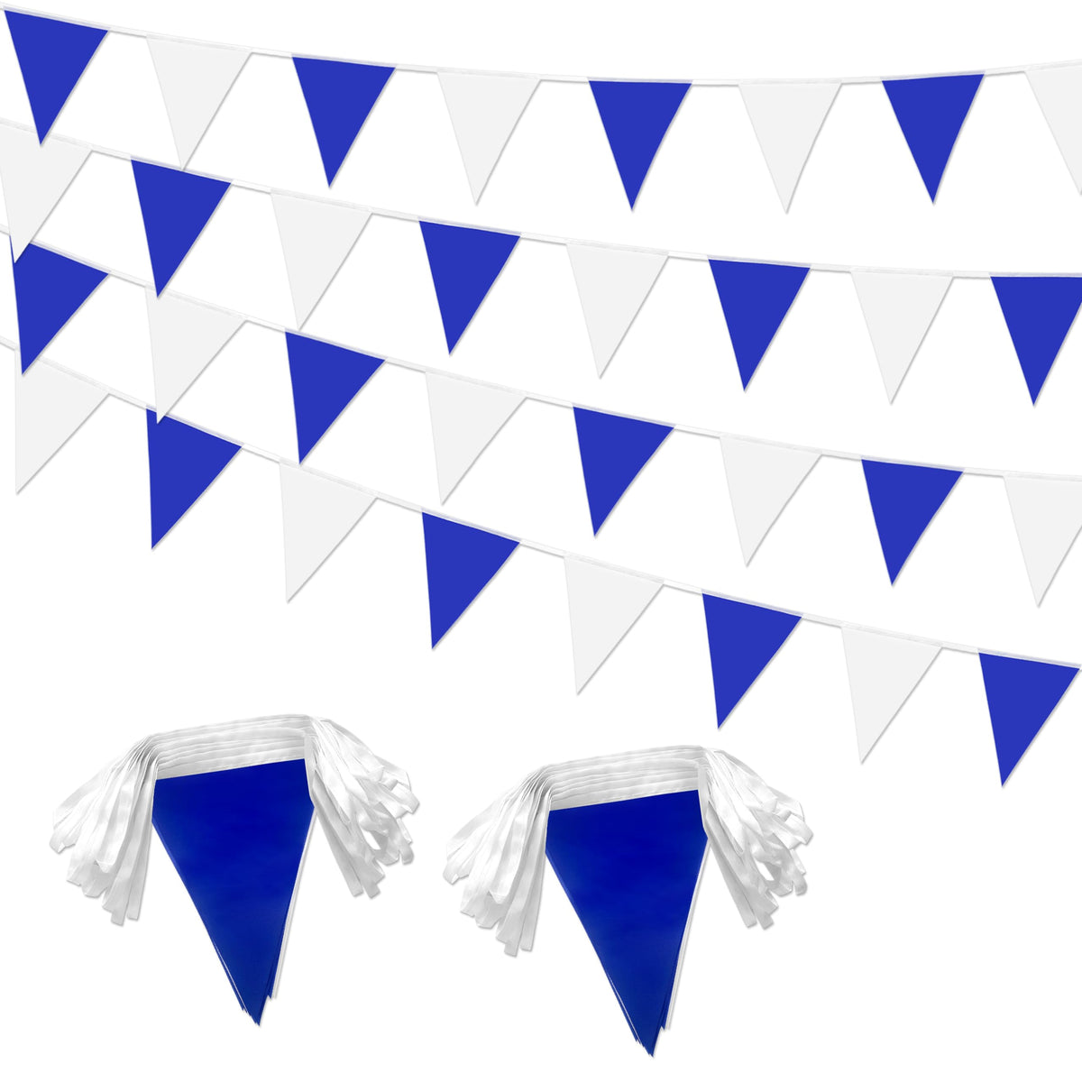 LoveVC pennant banner blue and white flags for versatile party decor.