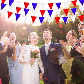 LoveVC pennant banner wind-resilient design ideal for outdoor gusts