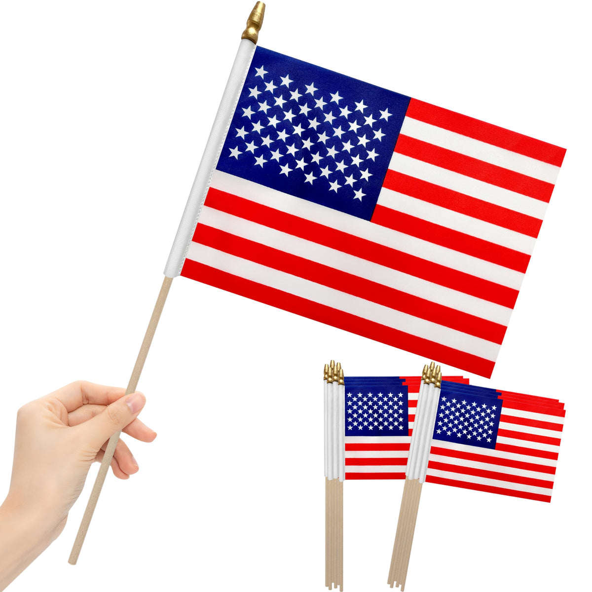 LoveVC USA flag 8x12 on-stick for outdoor display with vibrant color.