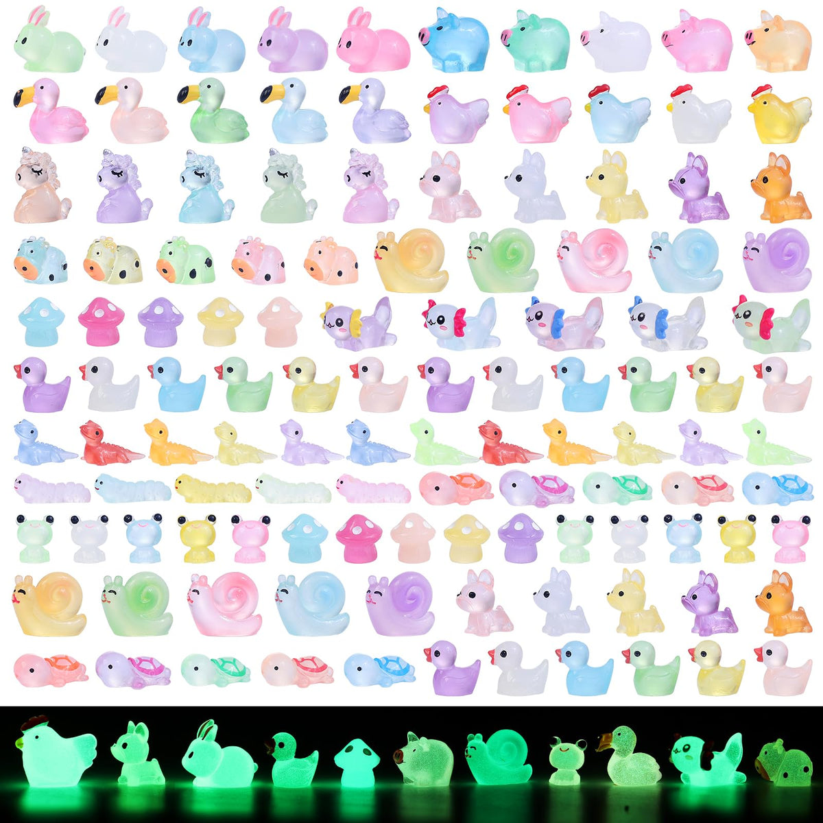 LOVEXIRAN luminous resin animals set for magical fairy gardens and mini landscapes