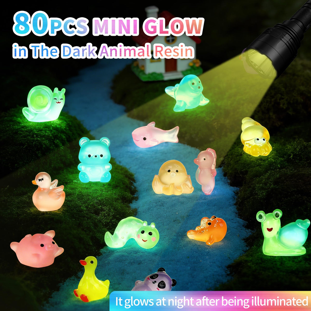 LOVEXIRAN Mystery Bags fairy garden scene with glow figures in a tiny landscape