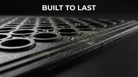 Lovinland doormat material texture highlighting polyester and rubber durability.