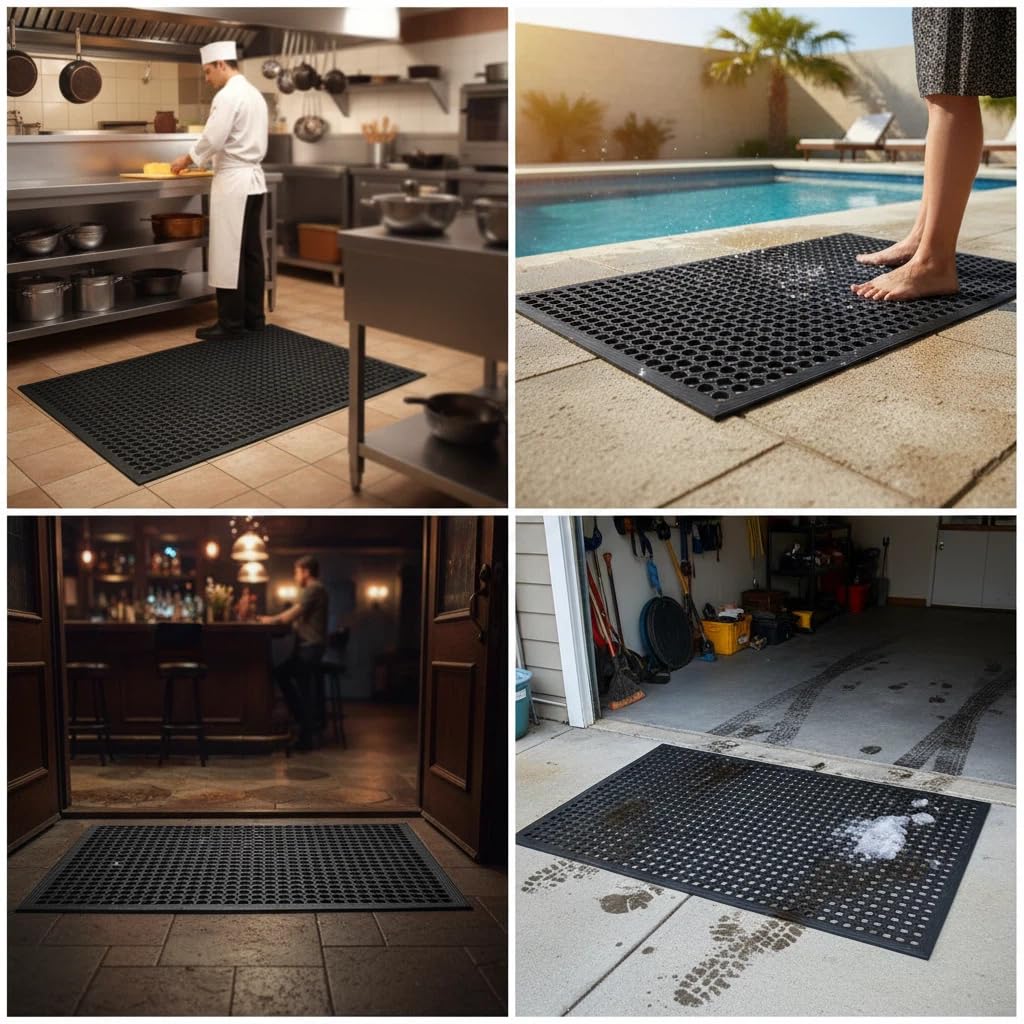 Lovinland outdoor-use mat shown in garden, ideal for wet spaces.