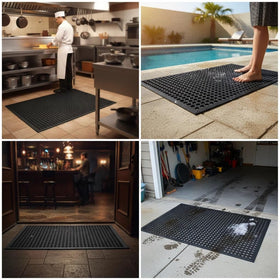 Lovinland outdoor-use mat shown in garden, ideal for wet spaces.
