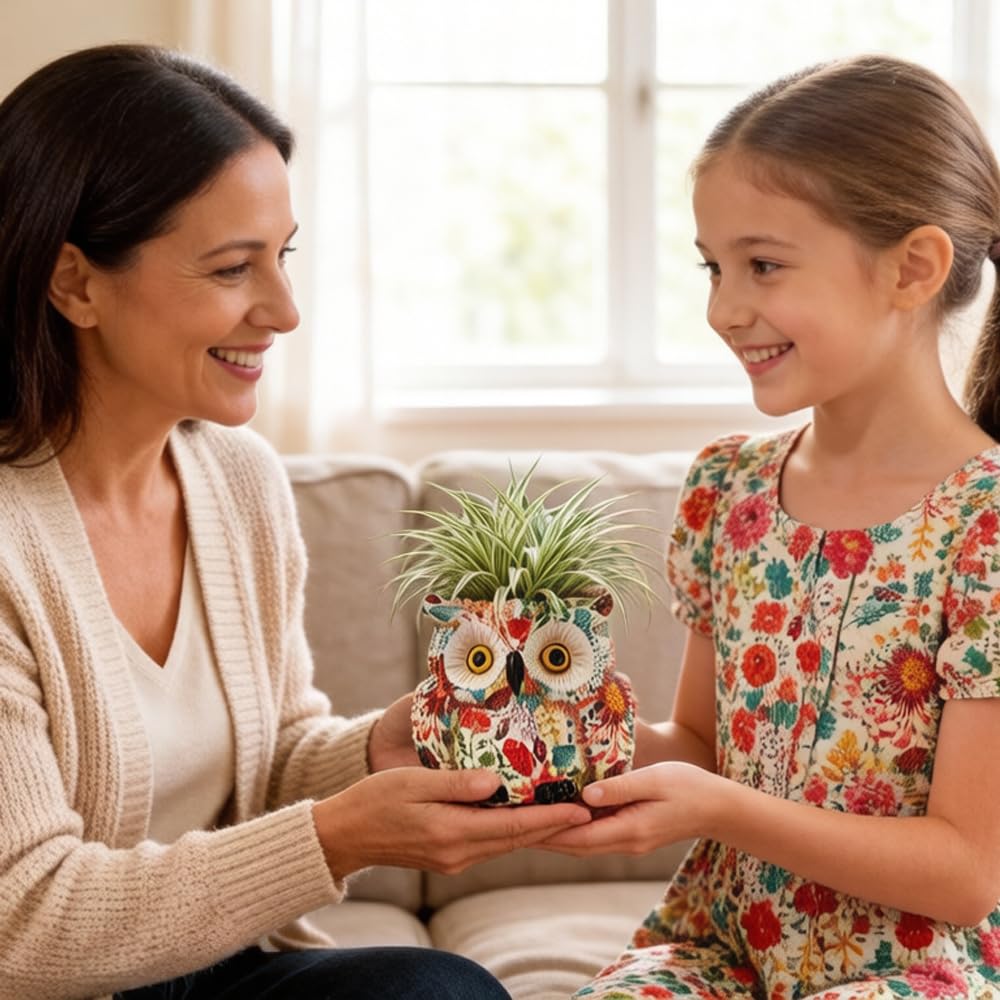 LovTocTic Owl Planter enhances office decor with whimsy.
