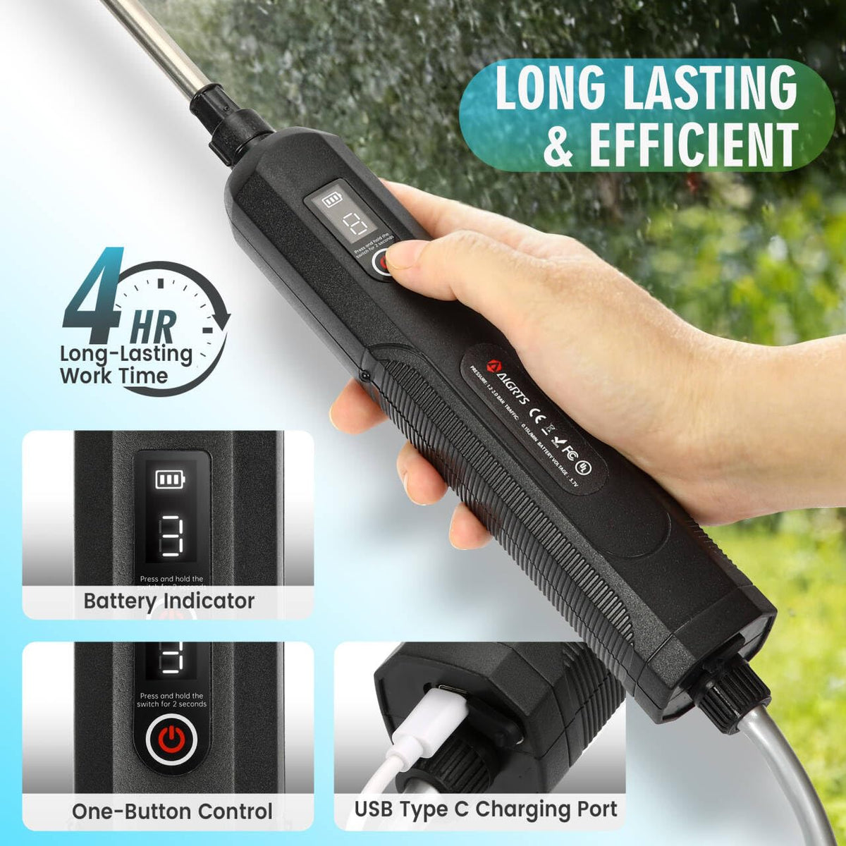 Lovydro extendable wand reach from 23.6 to 31.5 inches for tall plants