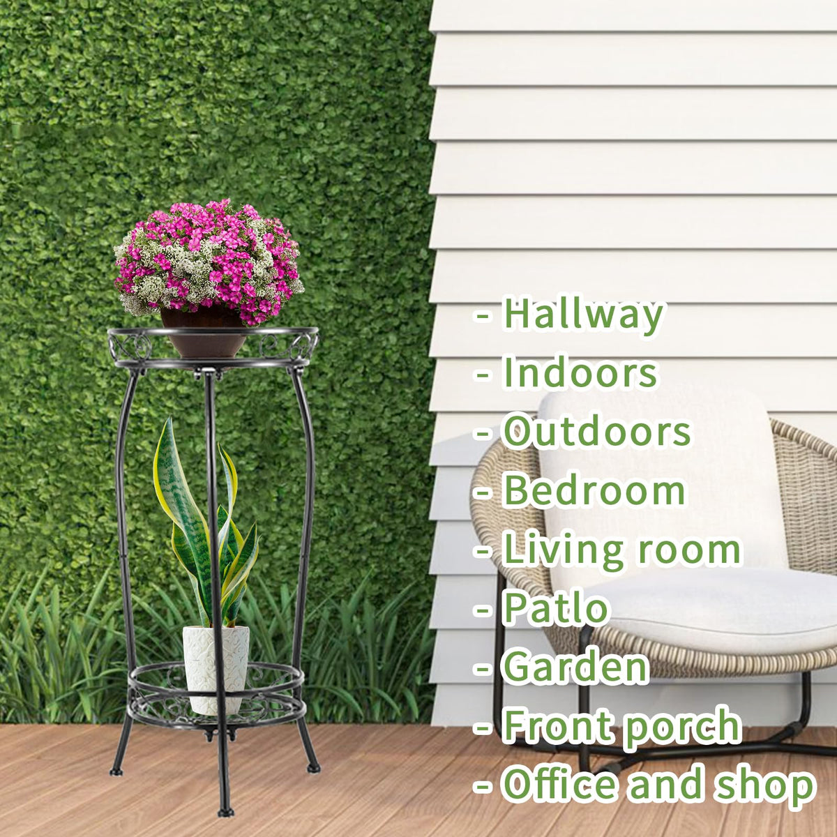LOYAL TIGER space-saving two-tier rack for plants and small items.