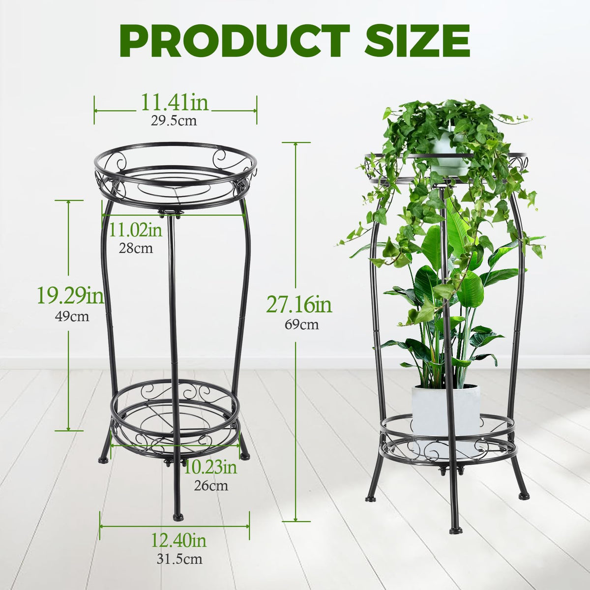 Loyal Tiger plant stand front view highlights stability and elegant space-saving silhouette