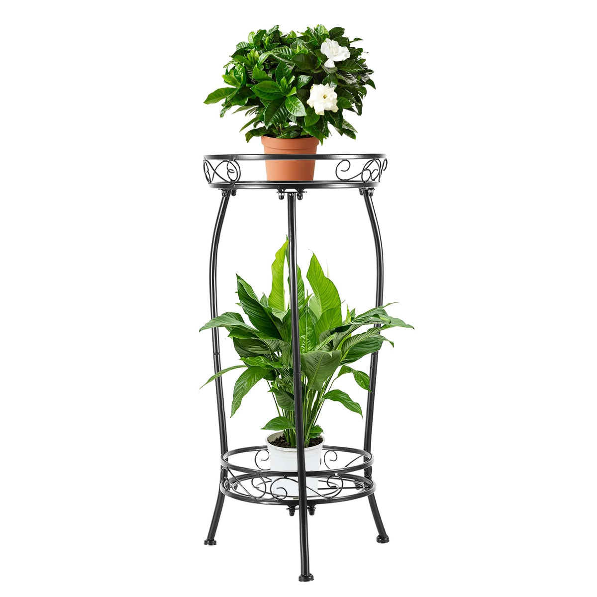 Loyal Tiger Plant Stand 27in top view shows a sturdy two-tier design for versatile placement