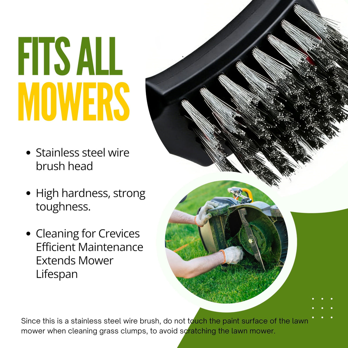 Loyipu mower deck cleaning brush targets crevices without disassembly