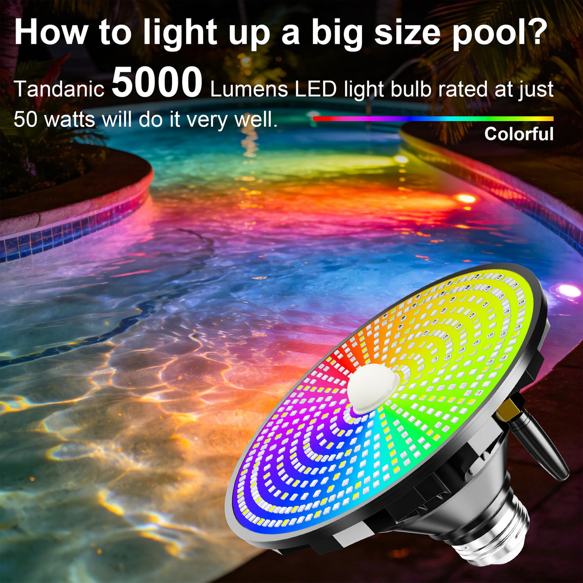 Loyoele E26 base pool light bulb for easy replacement.