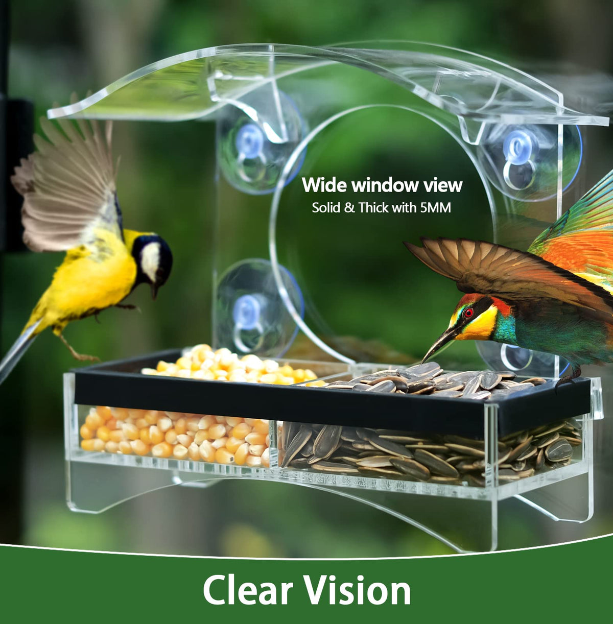 Loz Silan transparent window feeder showcases birds while staying discreet and easy to observe.