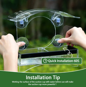 Loz Silan window feeder attracts wild birds, enabling close viewing from indoors.