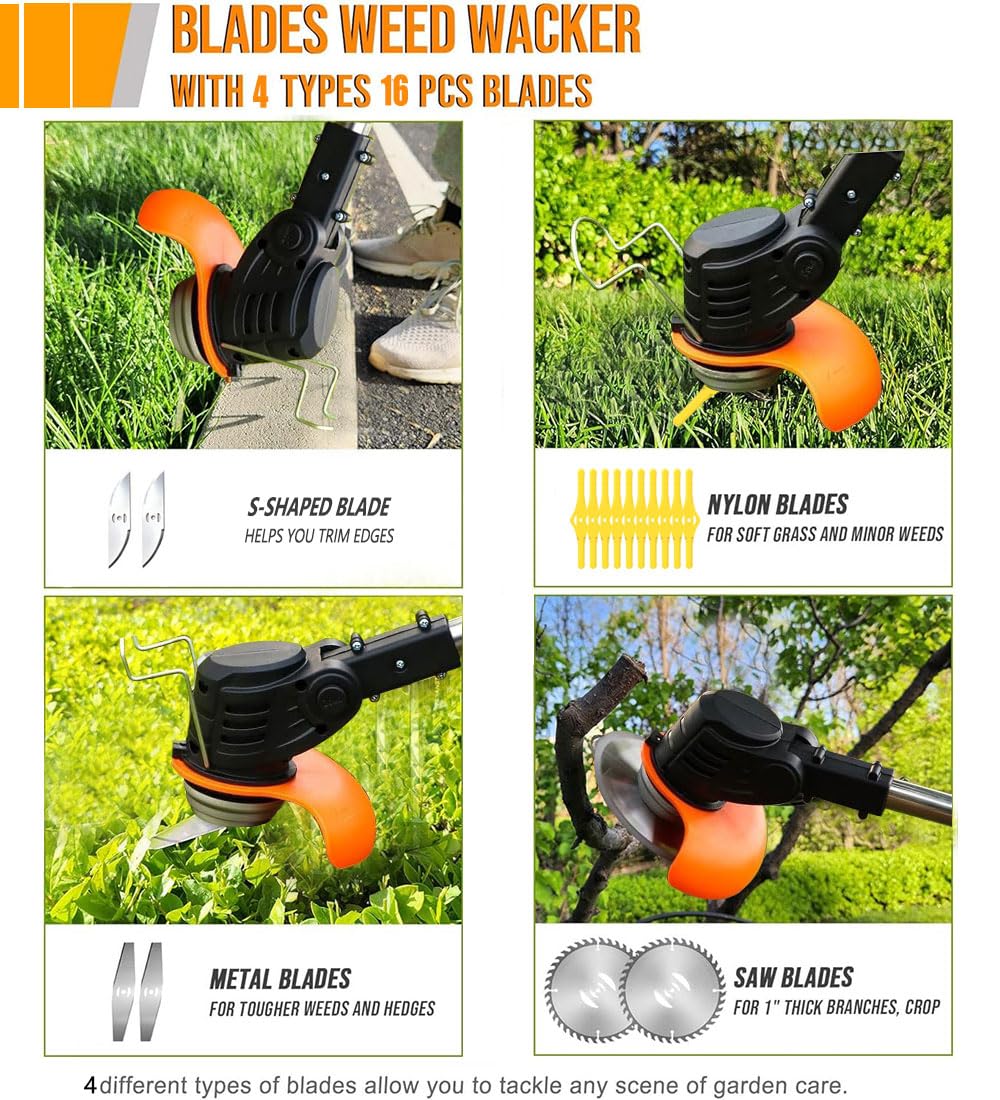 LPFGSLF cordless weed wacker blade set for versatile trimming.