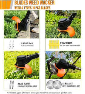 LPFGSLF cordless weed wacker blade set for versatile trimming.