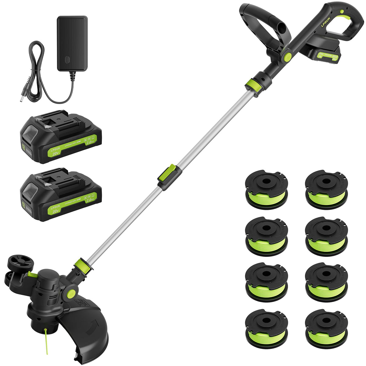 LPSUK 20V cordless string trimmer with 12-inch cut for tidy edges