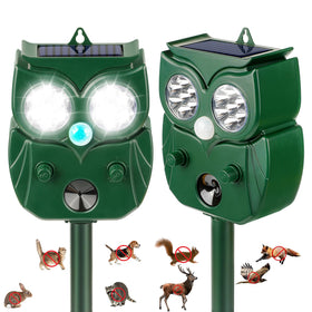 LRENQLLY 2-pack front view deters garden pests with solar-powered efficiency.