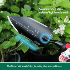 LRLXE Heavy Duty Garden Trowel full-tang red handle for secure grip.