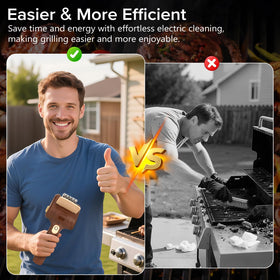 Lrly high-heat stainless head cleans hot grates safely.