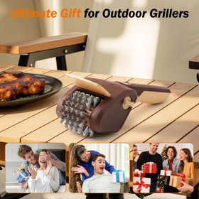 Lrly brown grill brush ready for outdoor BBQ sessions.