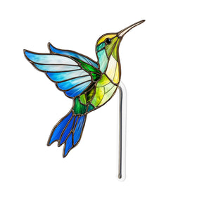 LRPBQFV green bird garden stake complements foliage in any garden space