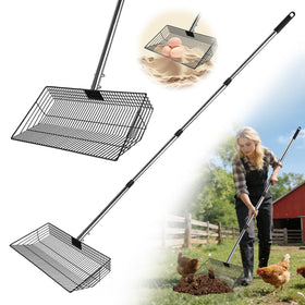 LrqzHsyl chicken poop scooper for sand extends reach for easier coop cleanup.