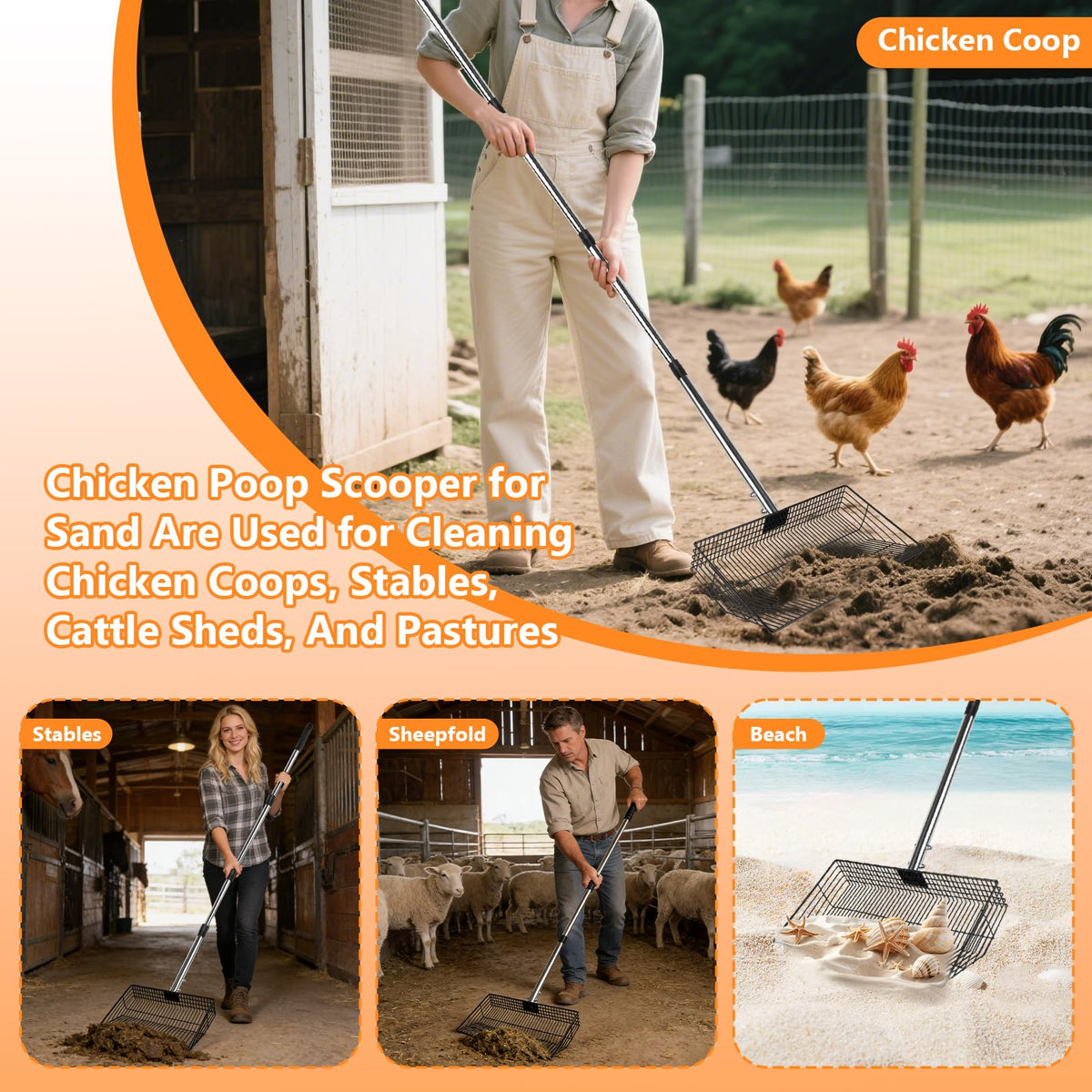LrqzHsyl rustproof shovel head stays durable in wet coop conditions.