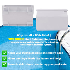 LRWZOV corrosion-resistant plastic skimmer door withstands sun and chlorine.
