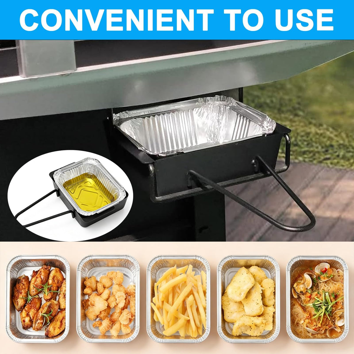 LS'BABQ disposable aluminum liners capture grease and prevent mess.